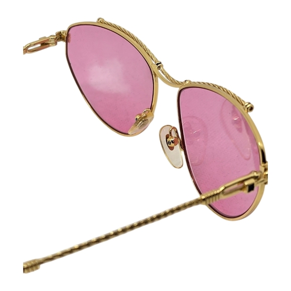 Porta Romana Gold Frame Sunglasses with Pink Lenses